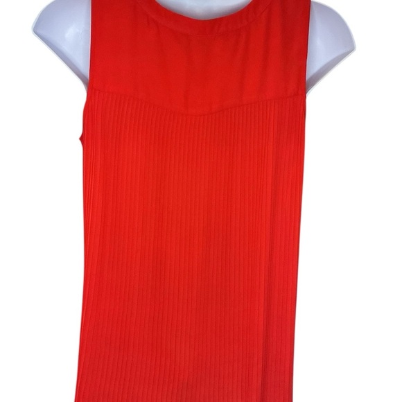 Zac & Rachel Red Pleated Sleeveless Top Tunic Split Neck Work L/G Blouse - Picture 5 of 10
